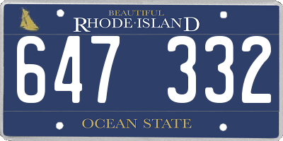 RI license plate 647332