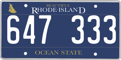RI license plate 647333