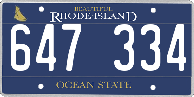 RI license plate 647334