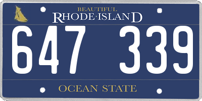 RI license plate 647339