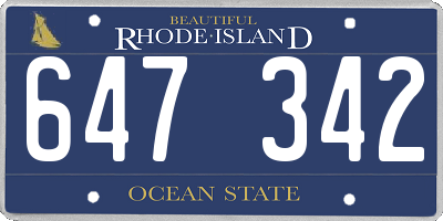 RI license plate 647342