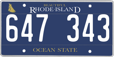 RI license plate 647343