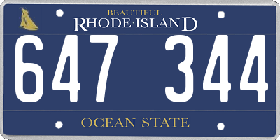 RI license plate 647344