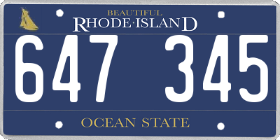 RI license plate 647345
