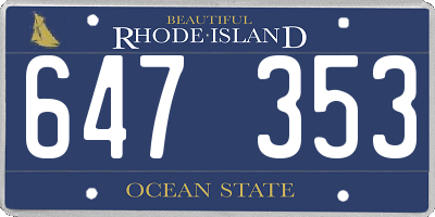 RI license plate 647353
