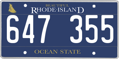 RI license plate 647355
