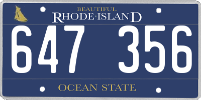 RI license plate 647356
