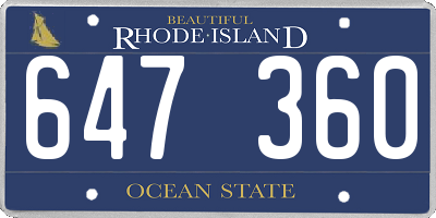 RI license plate 647360