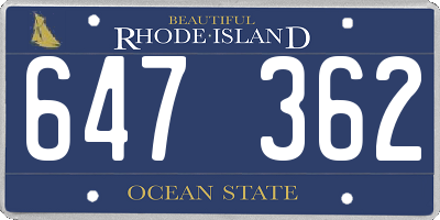 RI license plate 647362