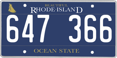 RI license plate 647366