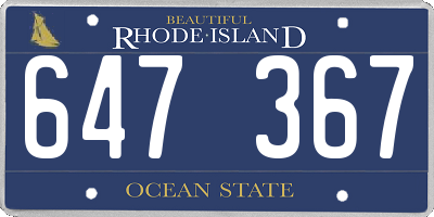 RI license plate 647367