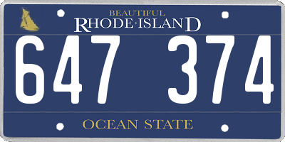 RI license plate 647374