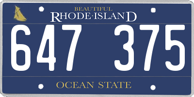 RI license plate 647375