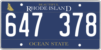 RI license plate 647378