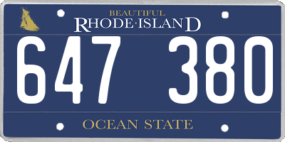 RI license plate 647380