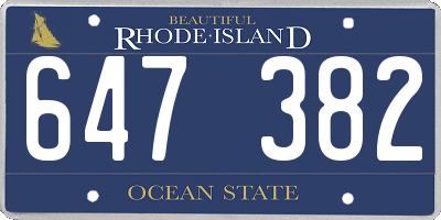 RI license plate 647382