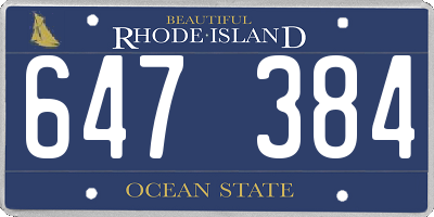 RI license plate 647384