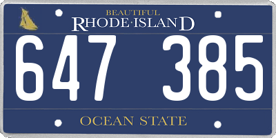 RI license plate 647385