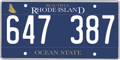 RI license plate 647387