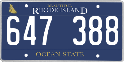 RI license plate 647388