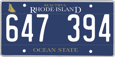 RI license plate 647394