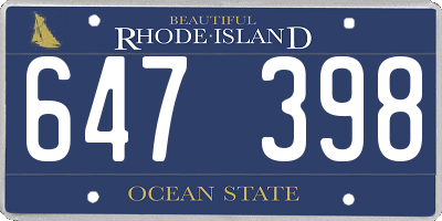 RI license plate 647398