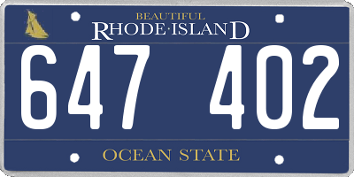 RI license plate 647402