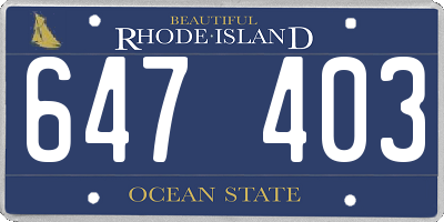 RI license plate 647403