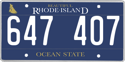 RI license plate 647407