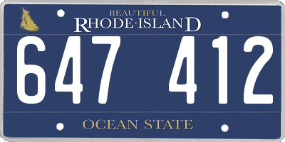 RI license plate 647412