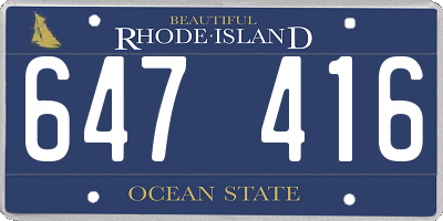 RI license plate 647416