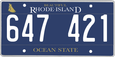 RI license plate 647421