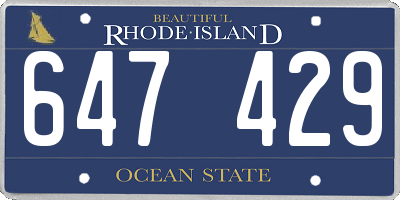 RI license plate 647429