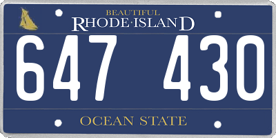 RI license plate 647430