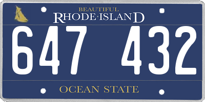 RI license plate 647432