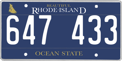 RI license plate 647433