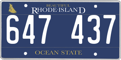 RI license plate 647437