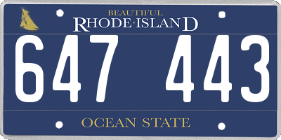 RI license plate 647443