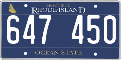 RI license plate 647450