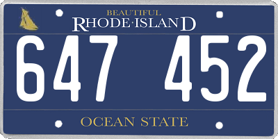 RI license plate 647452