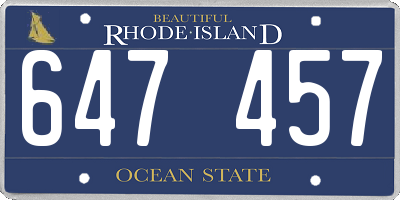 RI license plate 647457