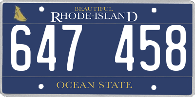 RI license plate 647458