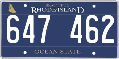 RI license plate 647462