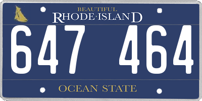 RI license plate 647464