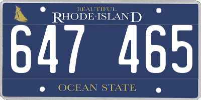 RI license plate 647465