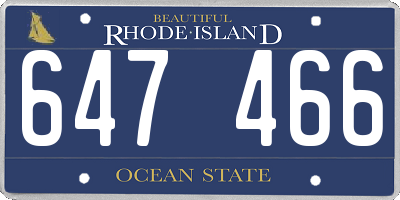 RI license plate 647466