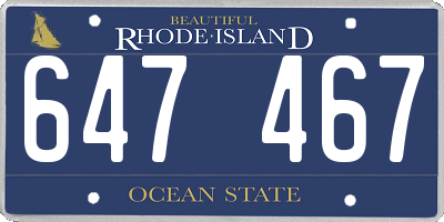 RI license plate 647467
