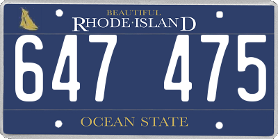 RI license plate 647475