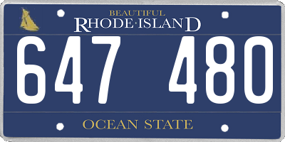 RI license plate 647480