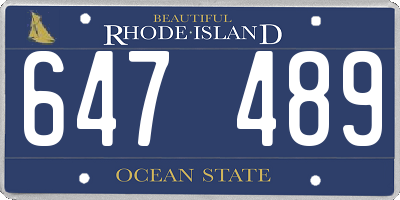 RI license plate 647489